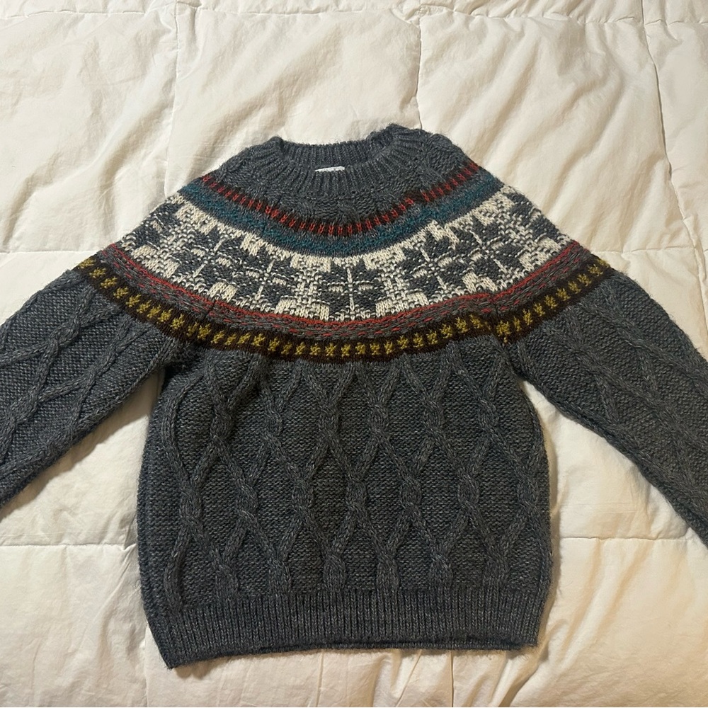 Zara Men's Charcoal and Multicolor Crewneck Sweater